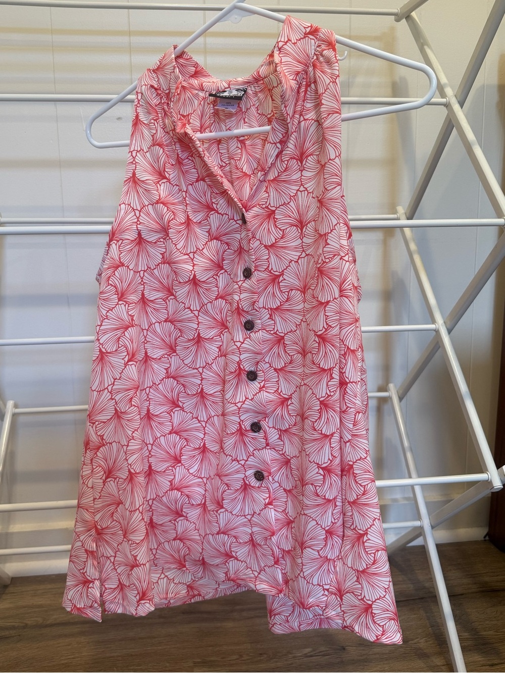 Manuhealii Pink White Floral Button-Front Camisole